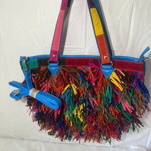BOHO Fringe Patchwork Design Tassel Shoulder Bag